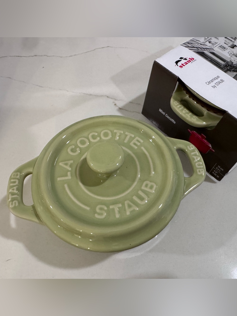 NWT Staub 2-Piece Mini Round Dutch Oven Light Green 10cm